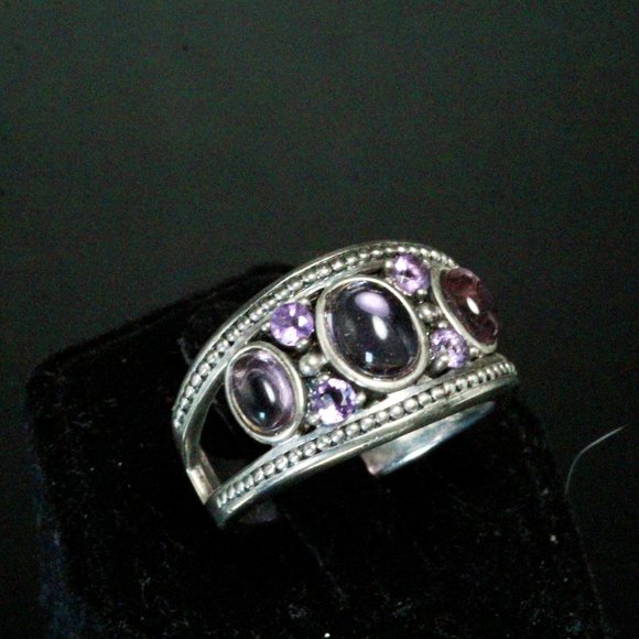 Sterling Silver Amethyst Cabochon Textured Lovely QVC Ring - Picture 5 of 8